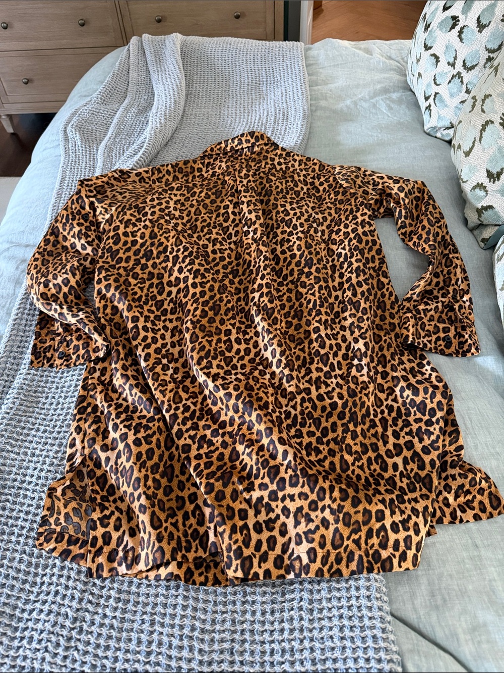 Ralph Lauren Leopard Print Long-Sleeve Button-Up Shirt Dress - Brown/Black - Picture 4 of 5